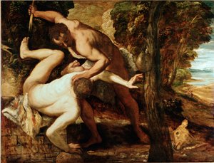 该隐杀了亚伯 Jacopo Robusti dit il Tintoretto (1518-1594) (1518-1594) 1550-1553 Sun. 149x196 cm 威尼斯学院画廊 作者 雅各布·罗布斯提·丁托列托