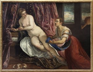 达娜厄（Danae），希腊神话中的阿尔戈斯国王阿克里西奥斯（Acrisios）的女儿，他因害怕孙子预言他的死亡而将她锁起来。 他与宙斯以金雨的形式结合，珀西诞生了。 雅各布·罗布斯蒂（Jacopo Robusti）（又名“Tin”）的绘画