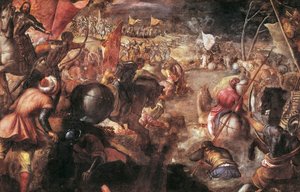 弗朗西斯科二世-贡萨加在1495年与法国查理八世的塔罗之战中作战 作者 Jacopo Robusti Tintoretto