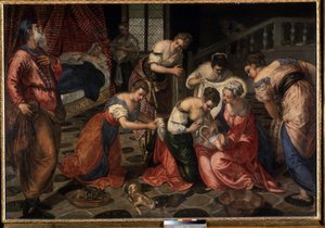 La nativite de Saint Jean Baptiste（《施洗者圣约翰的诞生》）。丁托列托绘画（雅各布-罗布斯蒂-丁托列托 作者 雅各布·罗布斯提·丁托列托