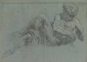 Michelangelos Giorno，1550-55之后的研究（粉笔在纸上） 作者 雅各布·罗布斯提·丁托列托