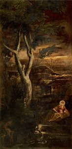 处女阅读，约1583年。 作者 雅各布·罗布斯提·丁托列托