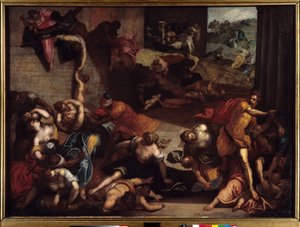 The massacre of the innocent Painting by Jacopo Robusti dit le Tintoret ou Il Tintoretto (1518-1594) 16th century Sun. 1,34x1,86 m Rennes, Musee des Beaux Arts. 作者 雅各布·罗布斯提·丁托列托