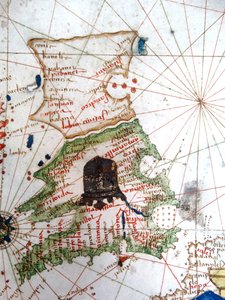 英国，威尔士和苏格兰，来自欧洲文艺复兴时期的地图，Jacopo Russo（后），1528年