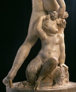 Bacchus，下半部分细节，Jacopo Sansovino (1486-1570) 的雕塑（大理石）（另见 79847） 作者 哈科波·桑索维诺（Jacopo Sansovino）