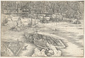 威尼斯的景色[中间下部的街区]，1500年。 作者 雅各布·德·巴巴里