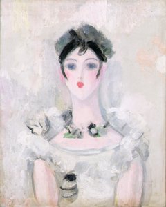 穿着蕾丝胸衣的年轻女子的肖像，约1925-6（布面油画