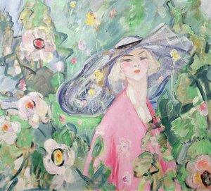 戴帽子的女人，约1920年（布面油画）