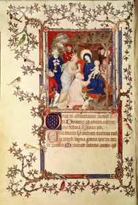 Lat 18014 f.42v The Magi的崇拜，来自Duc de Berry的小时，c.1385-90 作者 雅克·德·赫斯丁