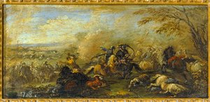 基督徒和穆斯林之间的战斗......（布面油画） 作者 雅克（1621-76）库尔图瓦