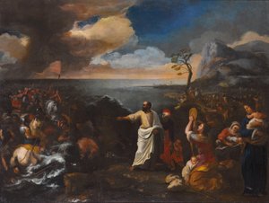 红海穿越（布面油画） 作者 雅克·考特瓦伊斯（Jacques Courtois）