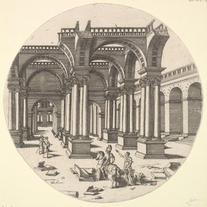 透视图，伊希斯神庙，1551年。 作者 Jacques Androuet Du Cerceau