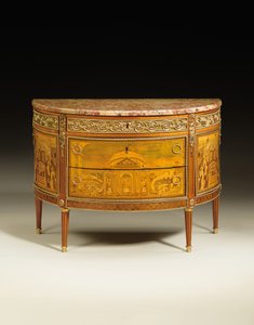 路易十六便桶，约1770-75年（ormolu安装的郁金香木，果木，梧桐、,菜和珍珠母）（另请参见714754-55）