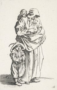 一位母亲和她的三个孩子，选自《乞丐》（La mere et ses trois enfants） 作者 雅克·卡洛