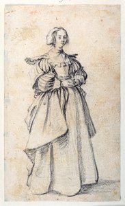 Female Figure (black chalk on paper) 作者 雅克·卡洛