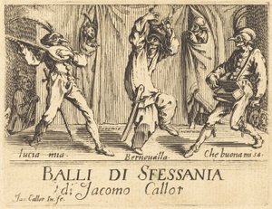 Balli di Sfessania的正面插图，约1622年。 作者 雅克·卡洛