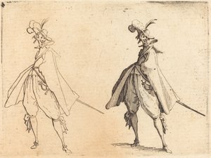 穿着大衣钵的绅士，正面照，约1617年。 作者 雅克·卡洛