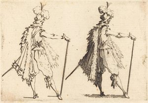 拿着手杖的绅士，约1617年。 作者 雅克·卡洛