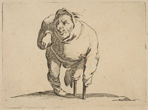 LEstropie a la拐杖和La Jambe de Bois带拐杖和木制...子的Cri子，1616-22。 作者 雅克·卡洛