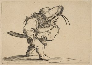 LHommeSApprêtant，一个疲惫的儿子Saber Man，准备画剑，来自Varie Fig ...，1616-22。 作者 雅克·卡洛