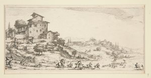 La chasse au cerf（庄园附近的猎鹿），选自为乔瓦尼-德-美第奇创作的风景画 作者 雅克·卡洛