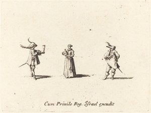 拿着酒瓶的女士和两位绅士，可能是1634年。