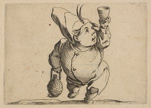 Le Beveur vu de Face The Drinker从正面看，来自Varie Figure Gobbi，西装...，1616-22。 作者 雅克·卡洛