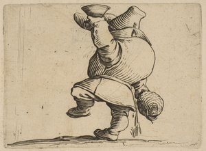 Le Buveur Vu de Dos 饮酒者从背后看到的，来自Varie Figure Gobbi, suite appe...，1616-22。 作者 雅克·卡洛
