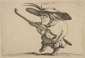 Le Joeuer de Luth琵琶演奏者，来自Varie Figure Gobbi，套件也称为Les B ...，1616-22。 作者 雅克·卡洛