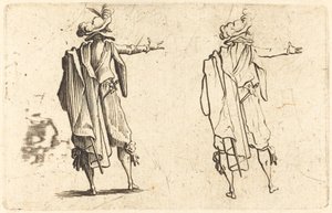 从后面看到的伸着右臂的男人 作者 雅克·卡洛
