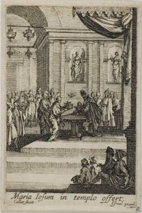 圣母玛利亚在圣殿中献上基督》，选自《圣母生平 作者 Jacques Callot