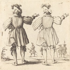 从后面看到的带羽毛的官员，1617年和1621年。 作者 雅克·卡洛