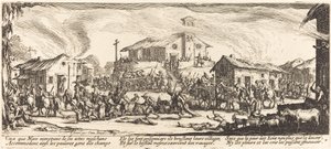 掠夺和焚烧一个村庄，约1633年。 作者 雅克·卡洛