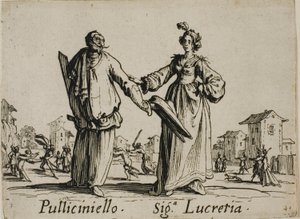 Pulliciniello - Signora Lucretia，《Balli di Sfessania》第 9 版 作者 雅克·卡洛