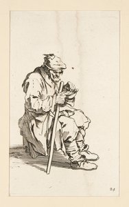 坐着吃东西的乞丐，选自《乞丐》（Le gueux assis et mangeant） 作者 雅克·卡洛