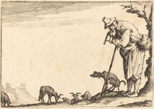 牧羊人吹长笛，约1617年。 作者 雅克·卡洛