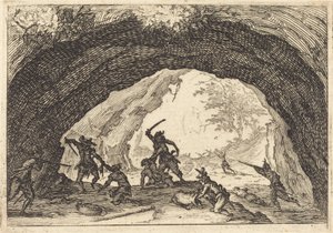 士兵攻击强盗，约1617年。 作者 雅克·卡洛