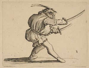 Duelliste aux Deux军刀，配两把军刀，来自Varie Figure Gobbi，s ...，1616-22。 作者 雅克·卡洛