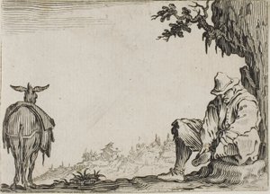 农民脱鞋》，选自《随想曲 作者 Jacques Callot