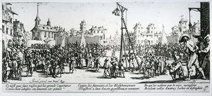 Strappado，来自“战争中的苦难与不幸”的第10块板块，由以色列亨利特（1990-1661）1633刻。