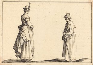 两个女人的轮廓，约1617年。 作者 雅克·卡洛