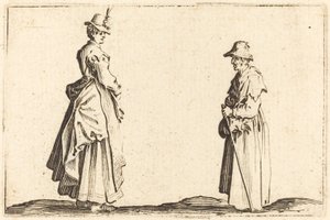两个女人的轮廓，约1622年。 作者 雅克·卡洛