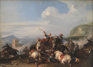 与土耳其骑兵的战斗场面 作者 雅克·考特瓦伊斯（Jacques Courtois）