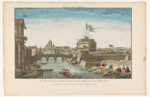 罗马台伯河上的天使城堡和天使桥景观
Chateau S Ange á Rome（标题见实物）