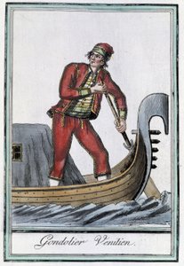 Gondolier ku Venice - mu "" Encyclopédie des voyages "" lolembedwa ndi Grasset Saint Sauveur, lolembedwa. Paris mu 1796 作者 雅克·格拉塞德·圣索维尔