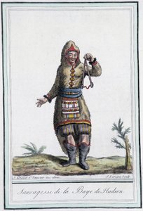 哈德逊湾（加拿大）的Sauvagesse--载于Grasset St Sauveur的《旅行百科全书》，1796年编辑。 作者 雅克·格拉塞德·圣索维尔