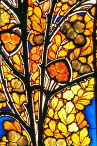 Nancy (department 54), Art Nouveau, Hotel Bergeret, Stained glass by Jacques Gruber (1870-1936) “” roses & seagulls””