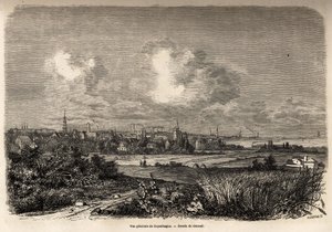 General view of Copenhagen, drawing by Jacques Guiaud (1810-1876), to illustrate J.M.Dargaud