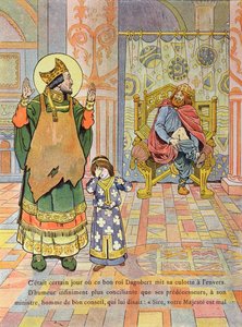 King Dagobert I（c.603-39）将他的裤子绕错了路，来自G. Montorgueil的&39;France，Son Histoire&39;插图，c.1910