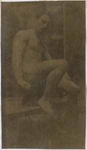 雅克-德-拉林工作室中的男性裸体模特研究，从侧面看 作者 雅克·拉莱恩（归因于）